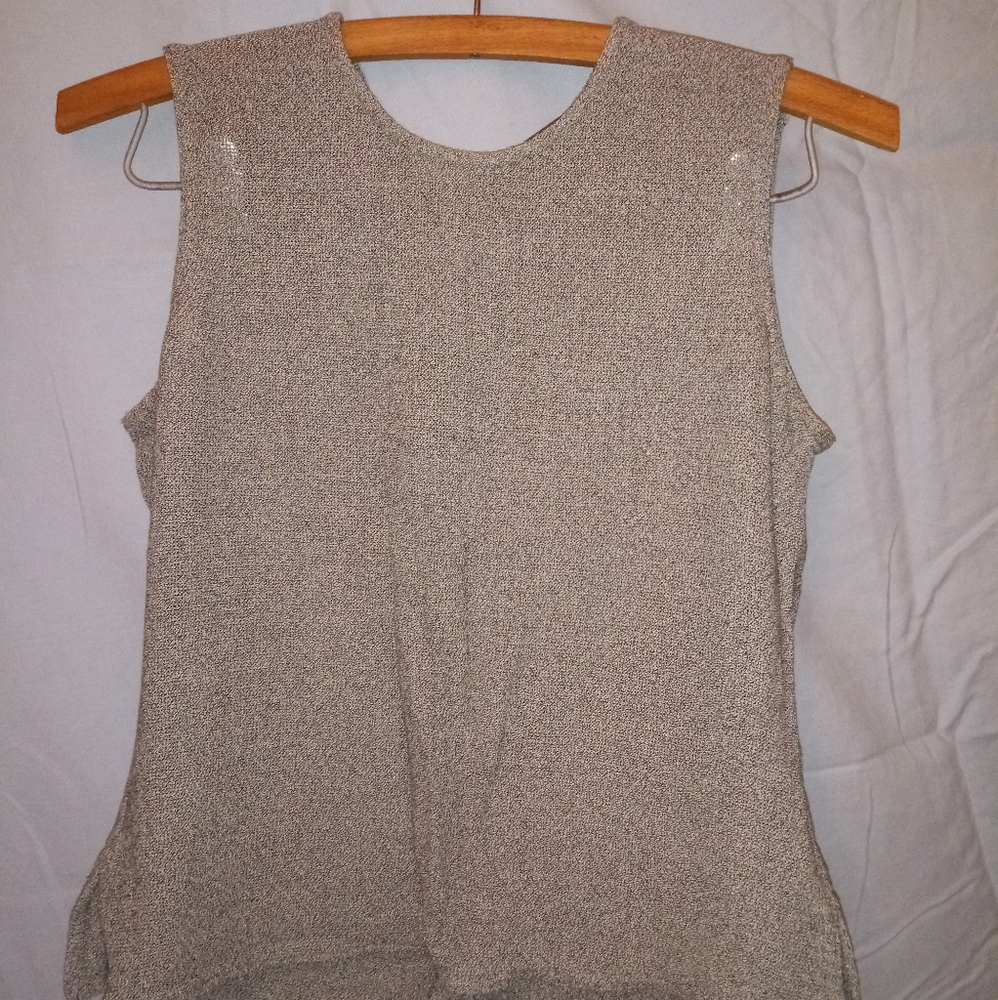 Ellen Tracy Metallic Silver Tank Top